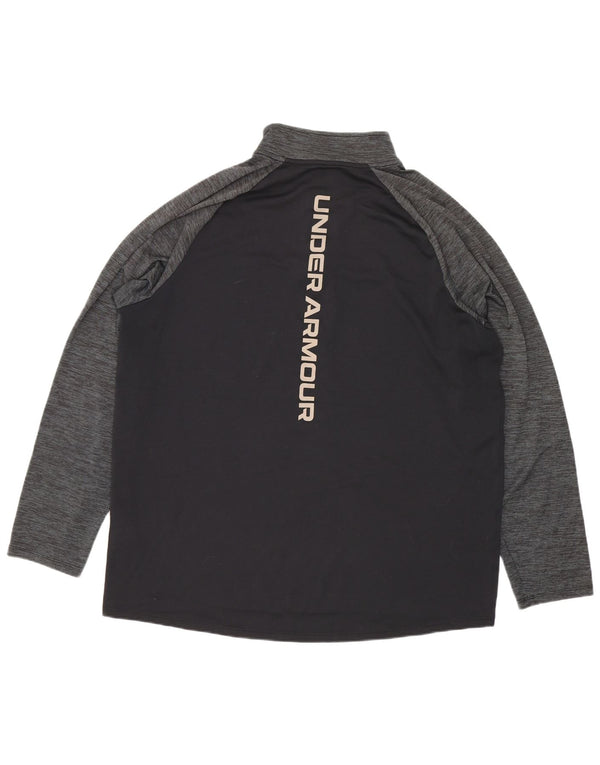 Under Armour Top gráfico con cremallera y cuello para hombre, manga larga, deportivo negro grande