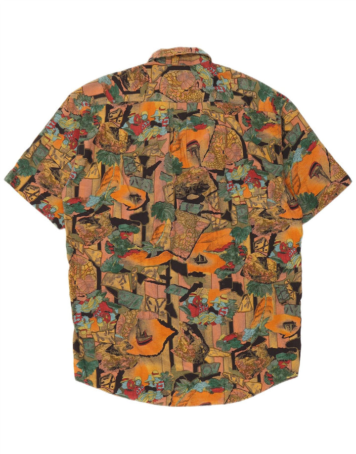 Vintage hombres patrón abstracto camisa de manga corta pequeña multicolor