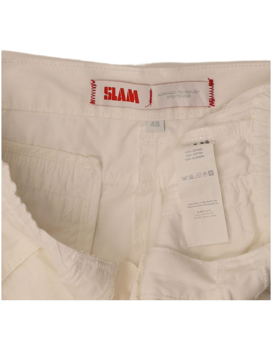 SLAM Mens Cargo Shorts IT 48 Medium W34  White Cotton