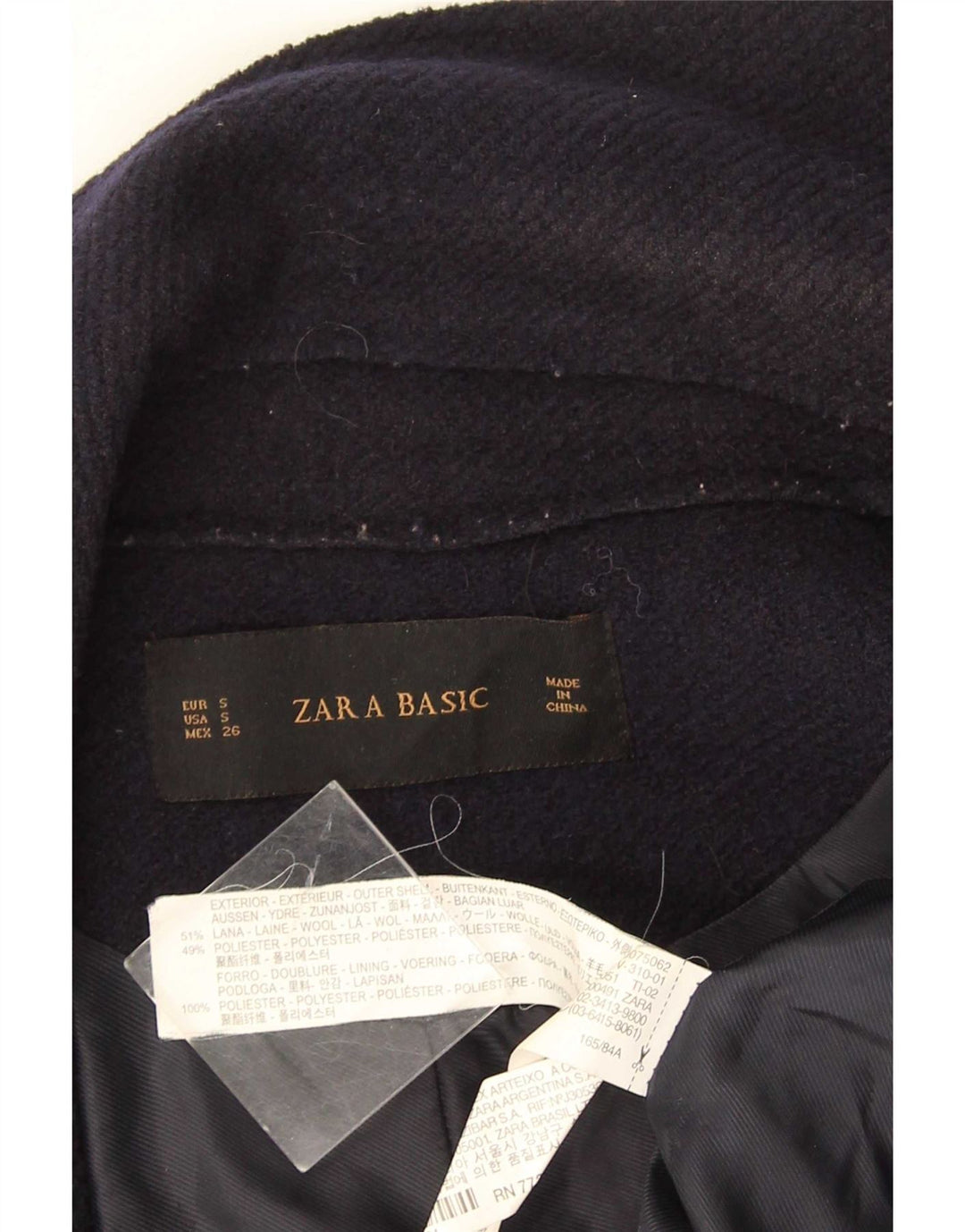 Zara Mujer Chaleco Abierto Largo UK 10 Small Lana Azul Marino