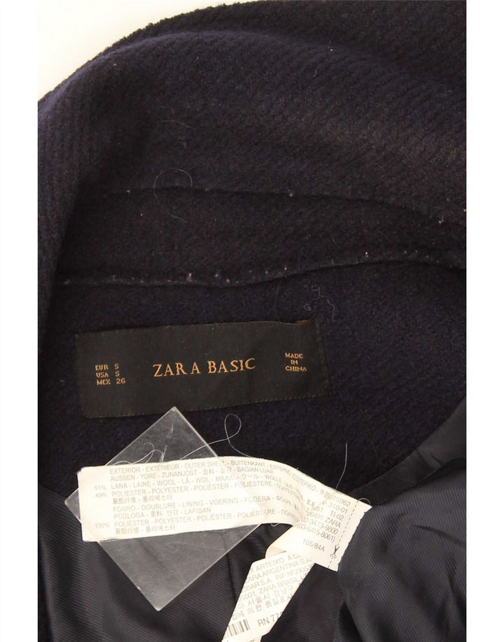 Zara Mujer Chaleco Abierto Largo UK 10 Small Lana Azul Marino