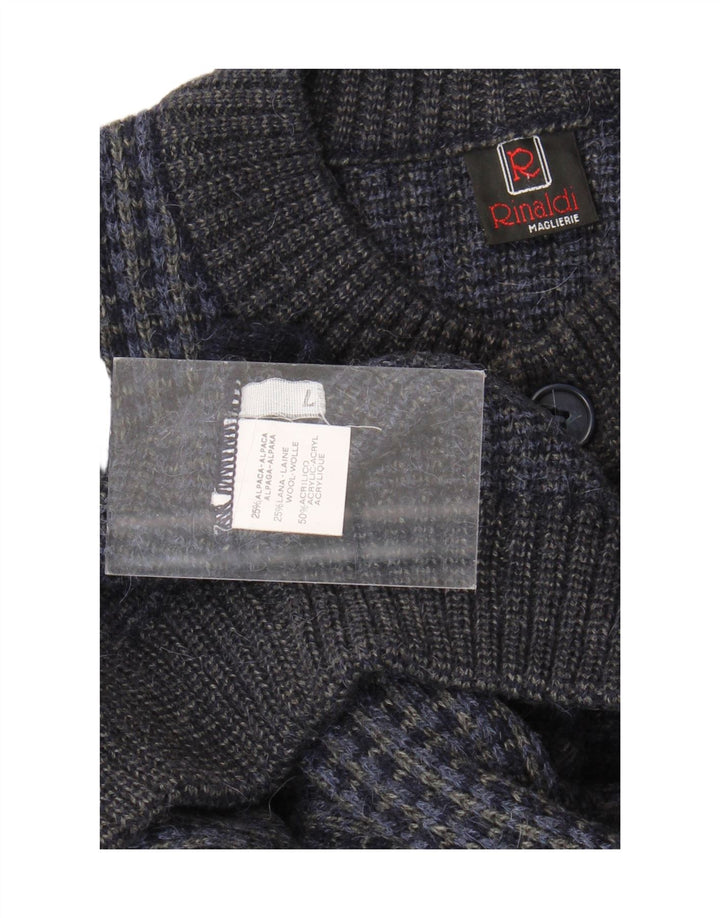 RINALDI Mens Cardigan Sweater Large Navy Blue Acrylic Vintage Rinaldi and Second-Hand Rinaldi from Messina Hembry 