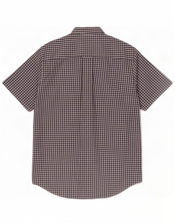 Camisa Orvis Hombre Manga Corta Algodón Vichy Azul Marino Medio