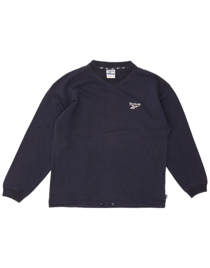 REEBOK Hombre Sudadera Jumper Small Azul Marino Algodón