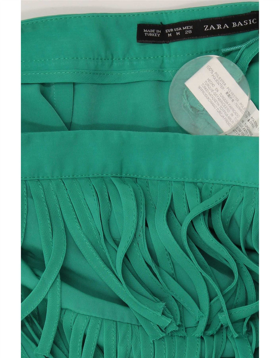 Zara Mujer Mini Falda Mediana W28 Verde Poliéster