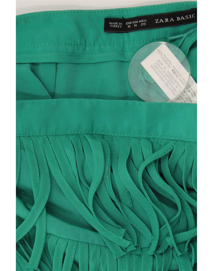 Zara Mujer Mini Falda Mediana W28 Verde Poliéster