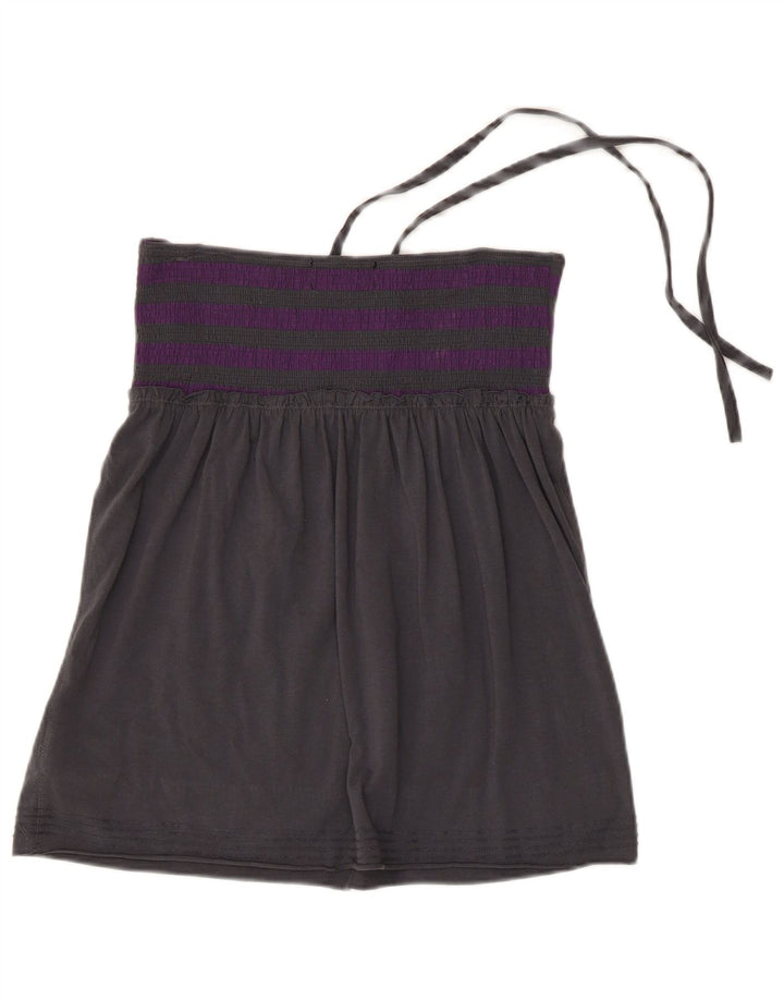 Vans Top corto halter para mujer UK 44 Algodón a rayas gris grande