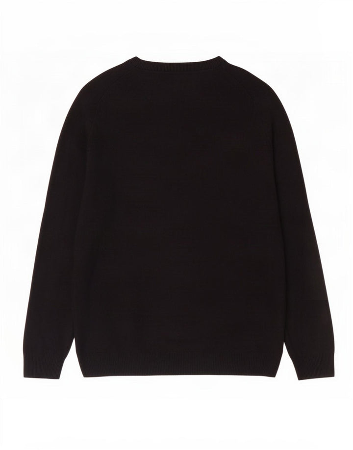 Marks & Spencer Jersey de corte regular con cuello barco para hombre, talla grande, de lana negra
