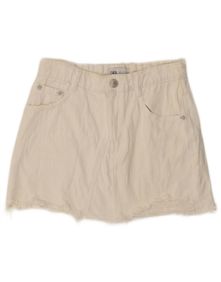 Zara Mujer Shorts Vaqueros Pequeños W26 Blanco