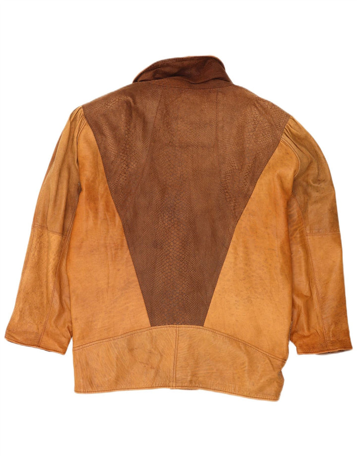 Vintage mujer chaqueta de gran tamaño Reino Unido 16 gran estampado animal marrón