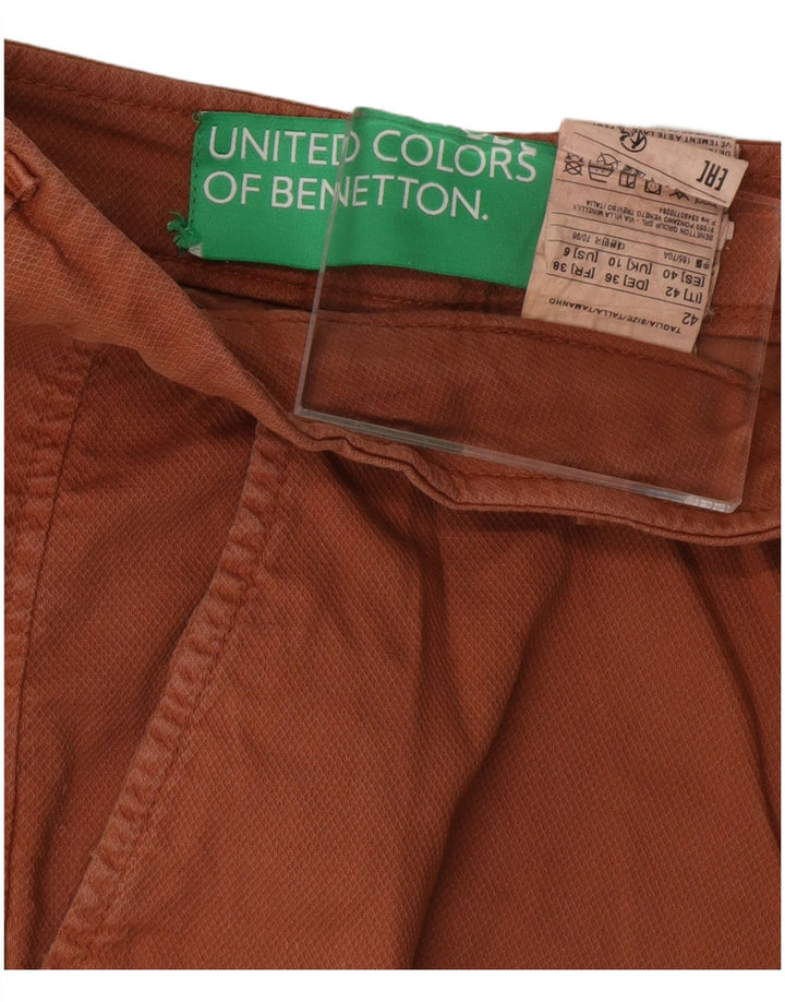 BENETTON Pantalones cortos chinos para mujer UK 10 Small W30 Algodón marrón
