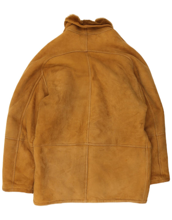 Chaqueta de piel de oveja vintage para hombre IT 52 XL Marrón