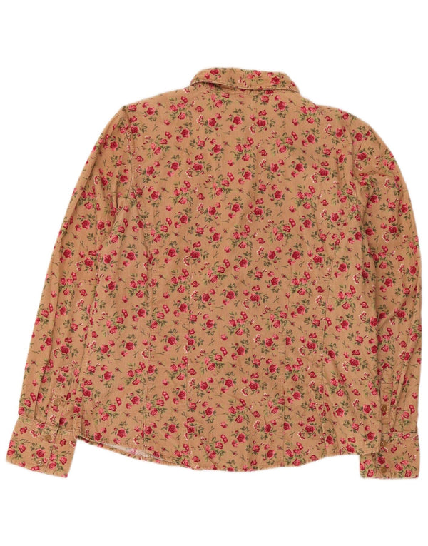 EDDIE BAUER Camisa de pana para mujer Reino Unido 44 Algodón floral beige grande