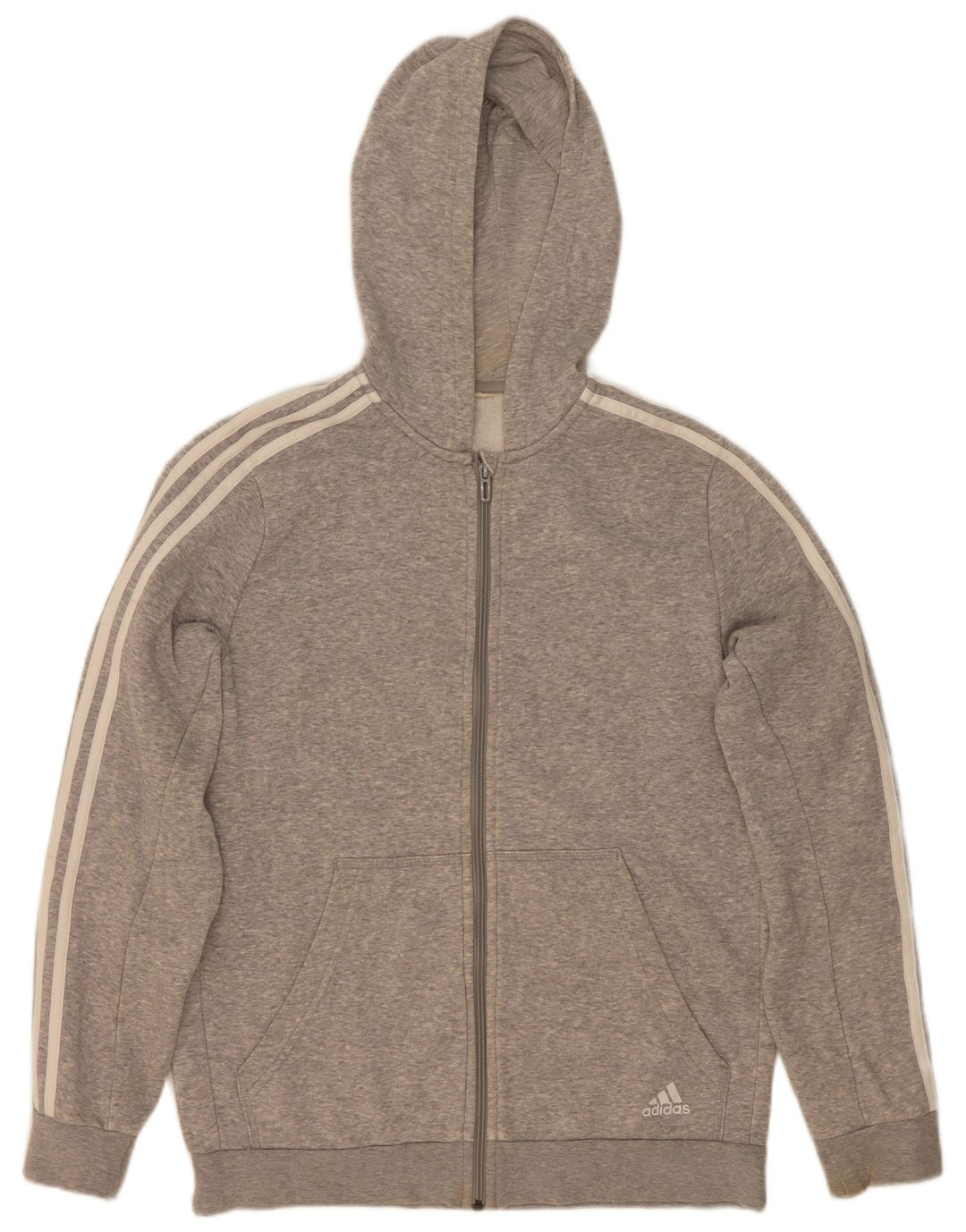 Adidas Hombre Sudadera Con Capucha Y Cremallera Suéter Gris Medio Moteado
