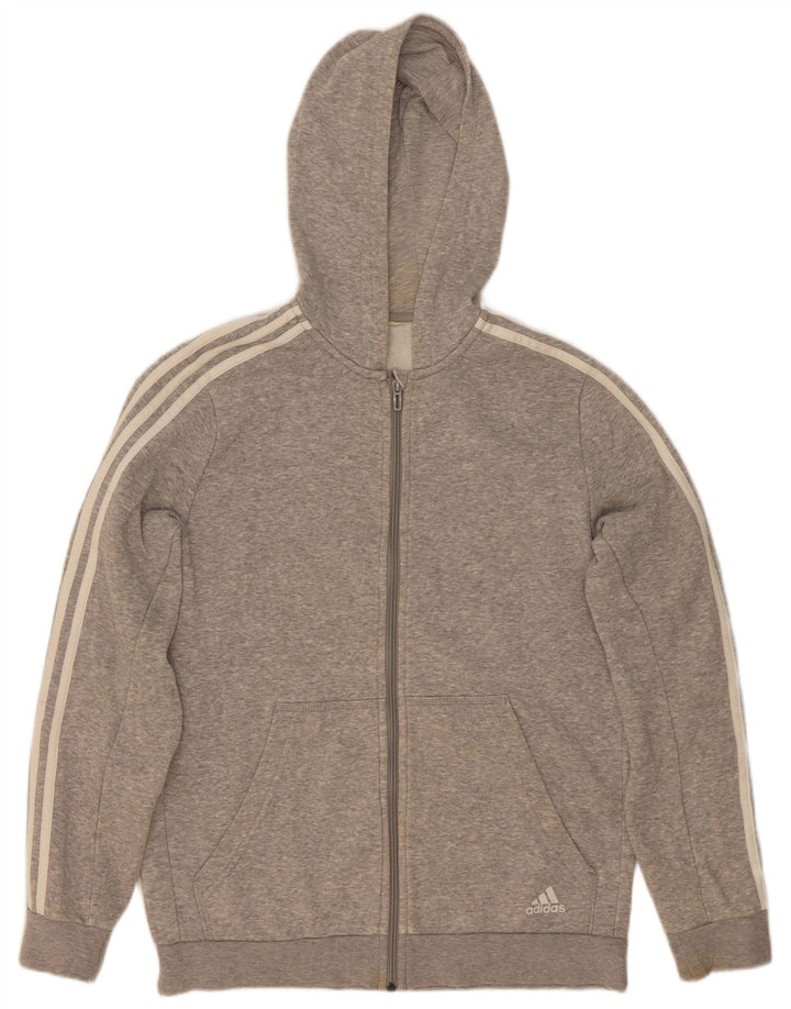Adidas Hombre Sudadera Con Capucha Y Cremallera Suéter Gris Medio Moteado
