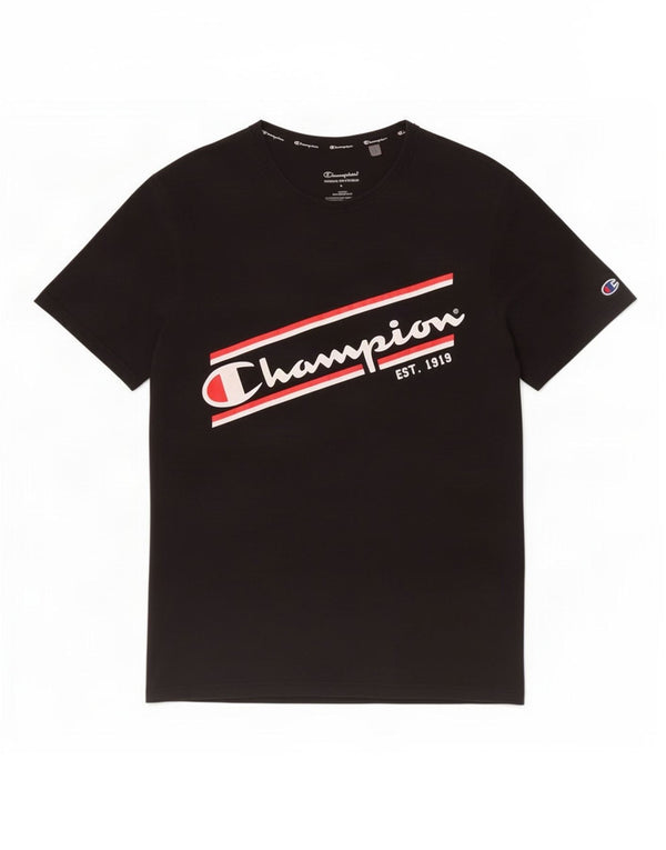 Champion Camiseta gráfica para hombre Top grande de algodón negro
