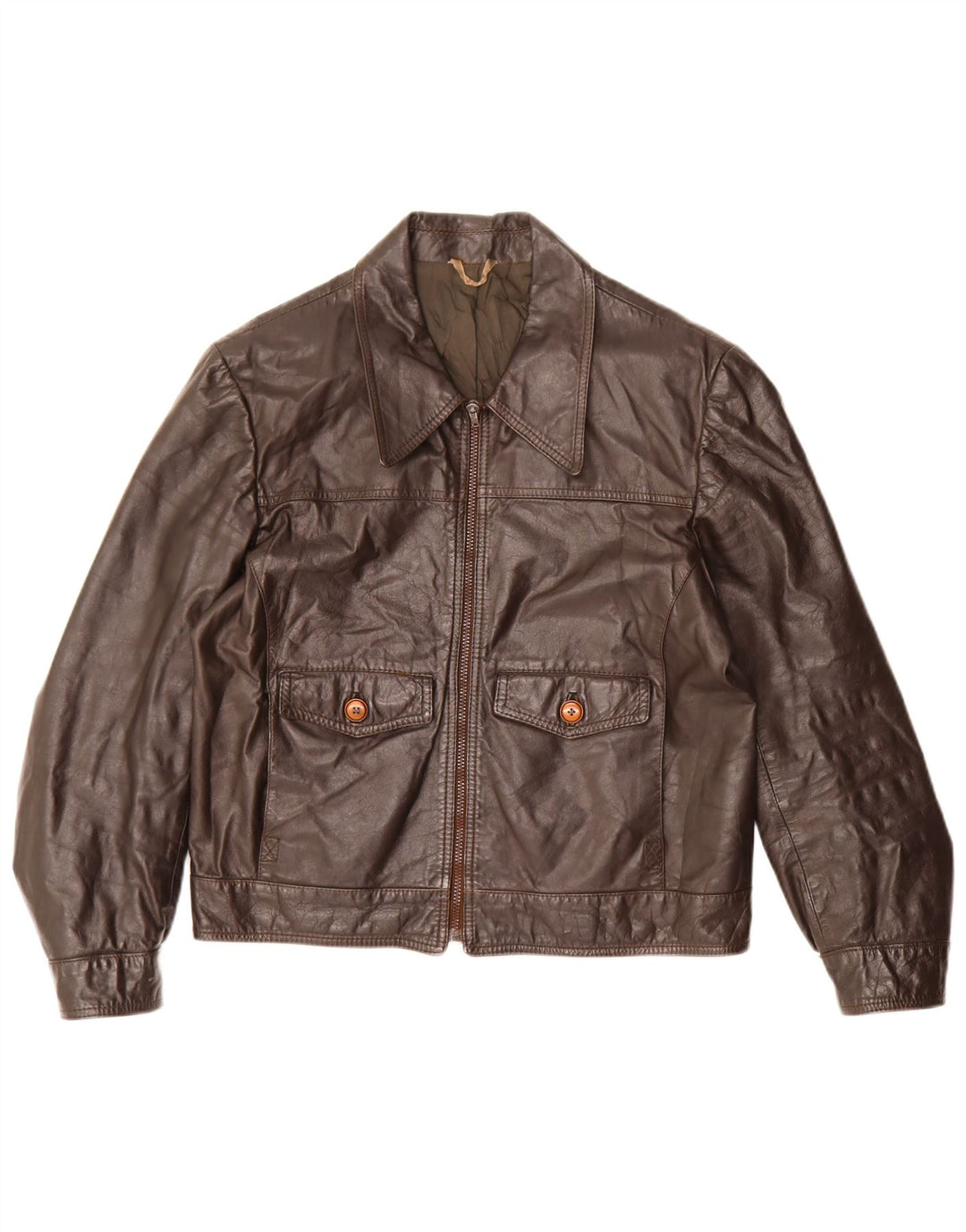 Chaqueta de cuero para mujer Eton UK 12 Cuero marrón medio