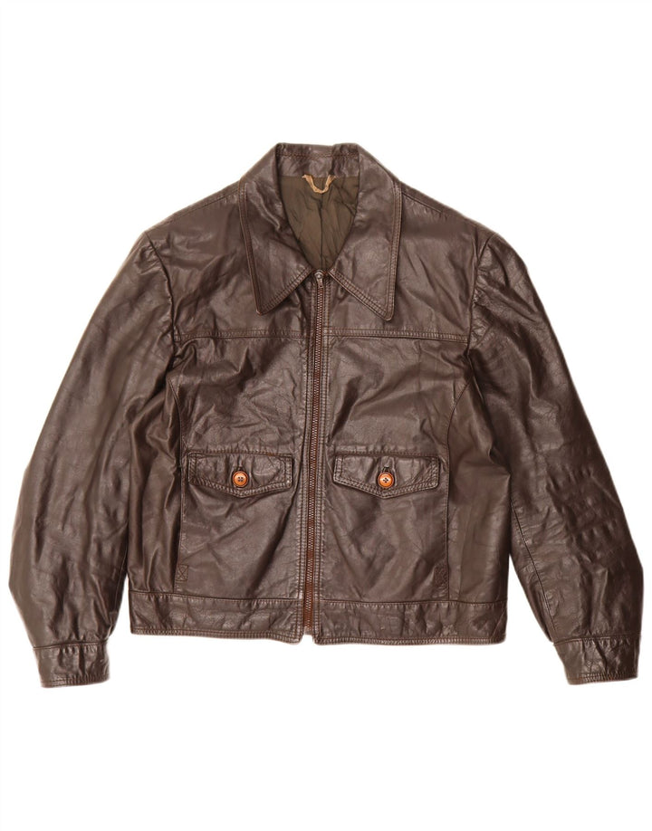 Chaqueta de cuero para mujer Eton UK 12 Cuero marrón medio