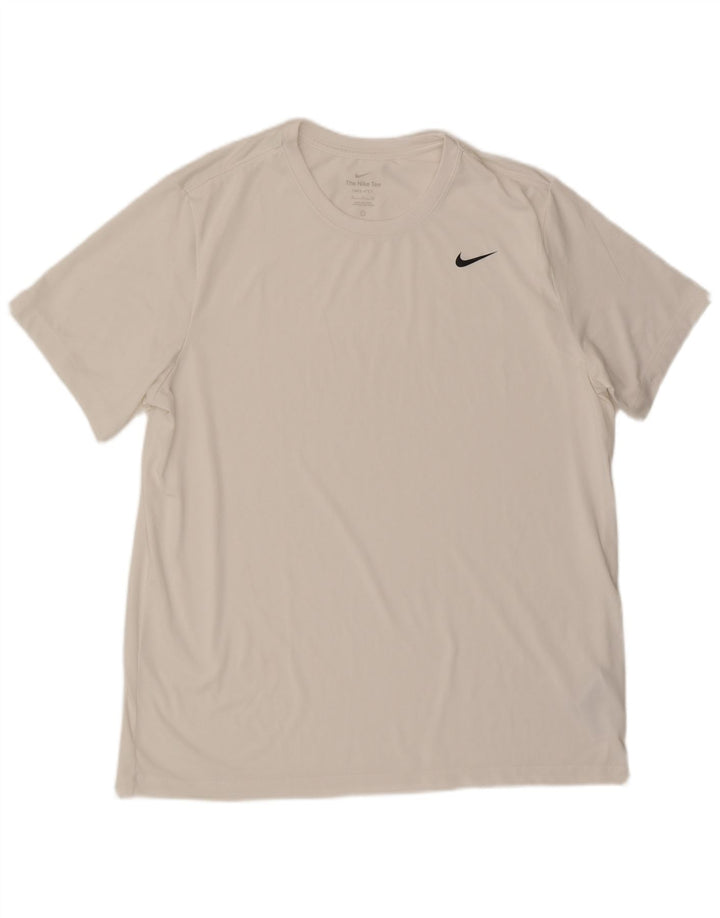 NIKE Hombre Dri Fit Camiseta Top XL Poliéster Blanco