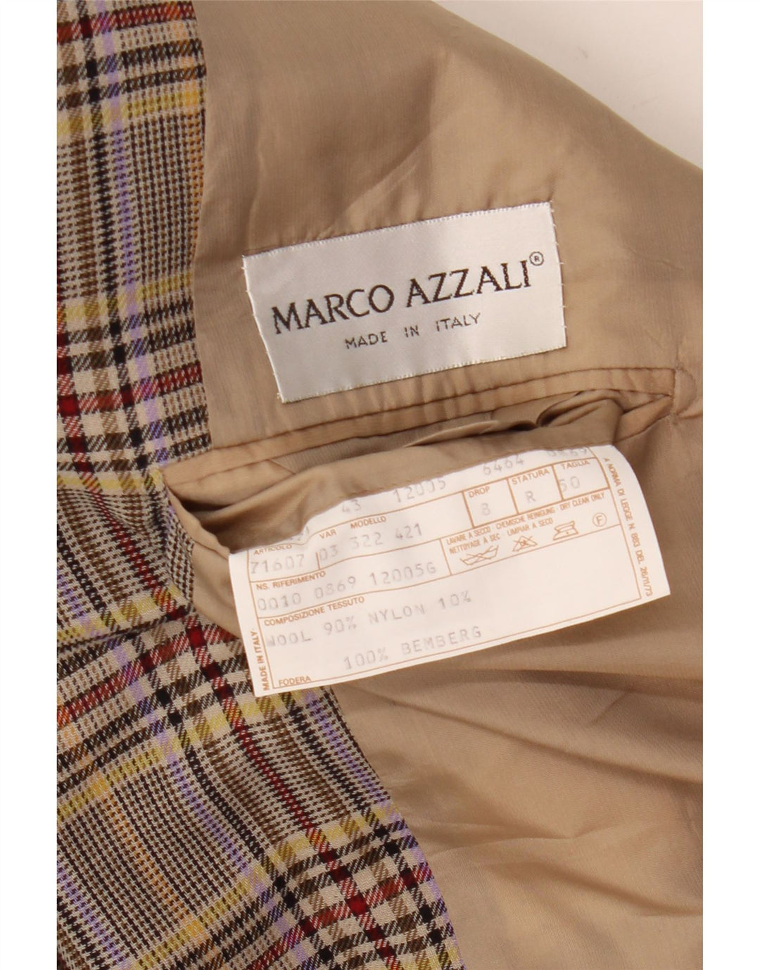 Marco Azzali Chaqueta Blazer para Hombre IT 50 Grande Pata de Gallo Multicolor
