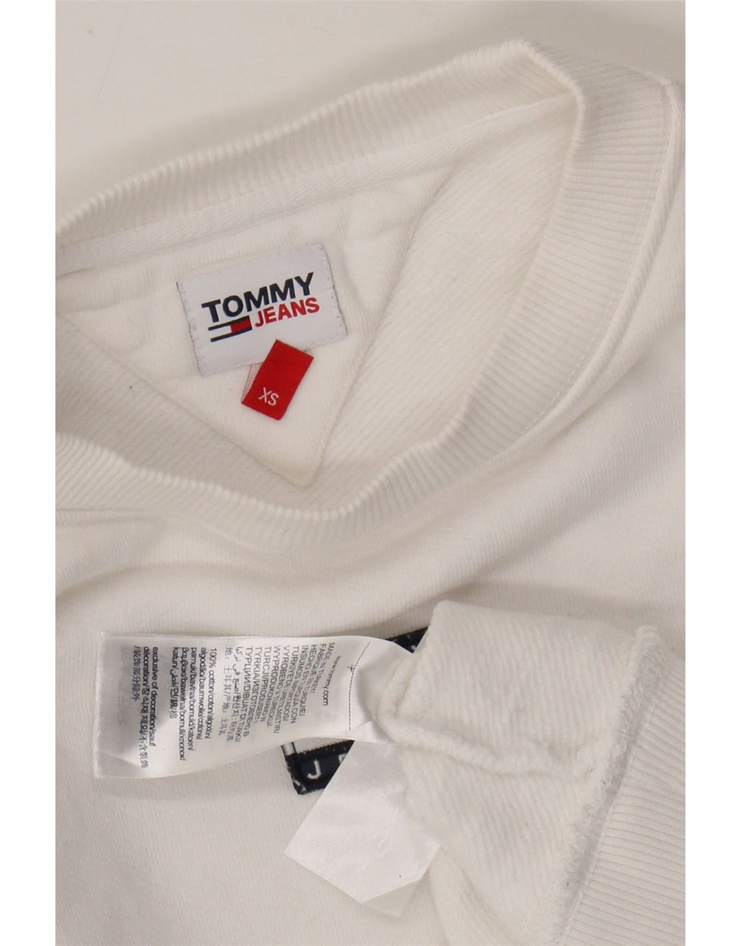 TOMMY HILFIGER Sudadera corta extragrande para mujer UK 6 XS Blanco