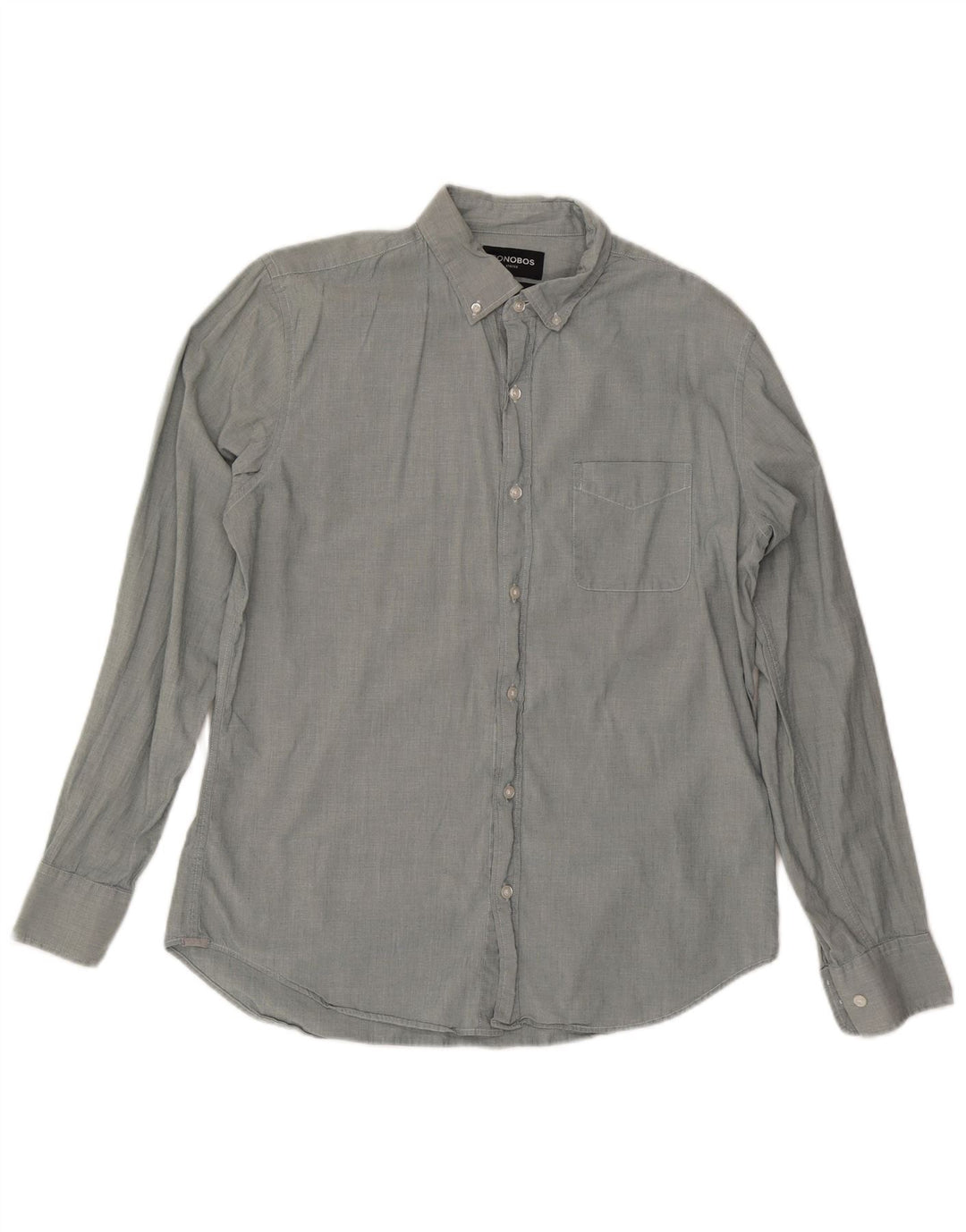 BONOBOS Camisa entallada para hombre de algodón gris grande