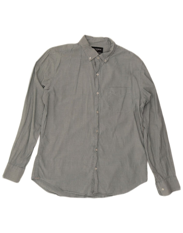BONOBOS Camisa entallada para hombre de algodón gris grande