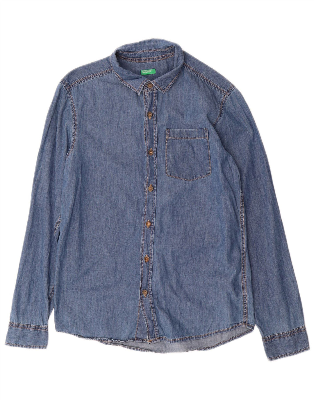 BENETTON Camisa Vaquera Niño 14-15 Años Azul