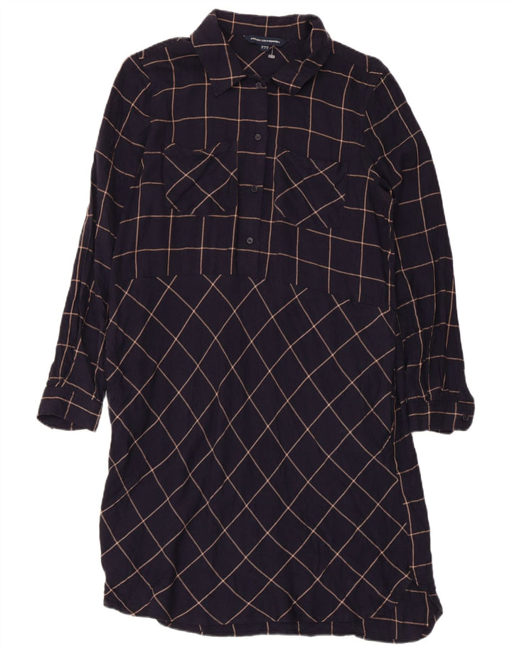 French Connection Vestido camisero estilo jersey para mujer UK 40 Small Azul marino Cuadros
