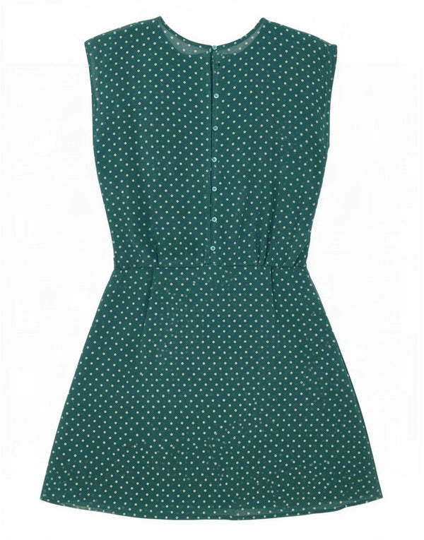 Zara Vestido Acampanado para Mujer UK 44 Verde Medio Manchado