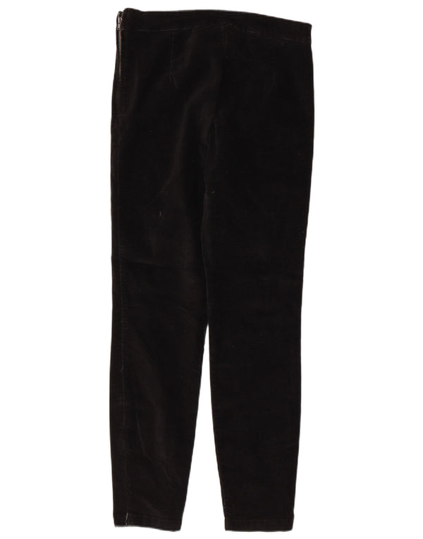 WAREHOUSE Pantalones casuales de terciopelo delgados para mujer UK 10 Small W30 L27 Negro
