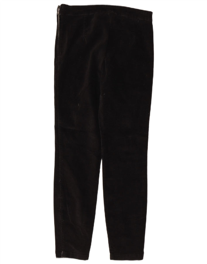 WAREHOUSE Pantalones casuales de terciopelo delgados para mujer UK 10 Small W30 L27 Negro