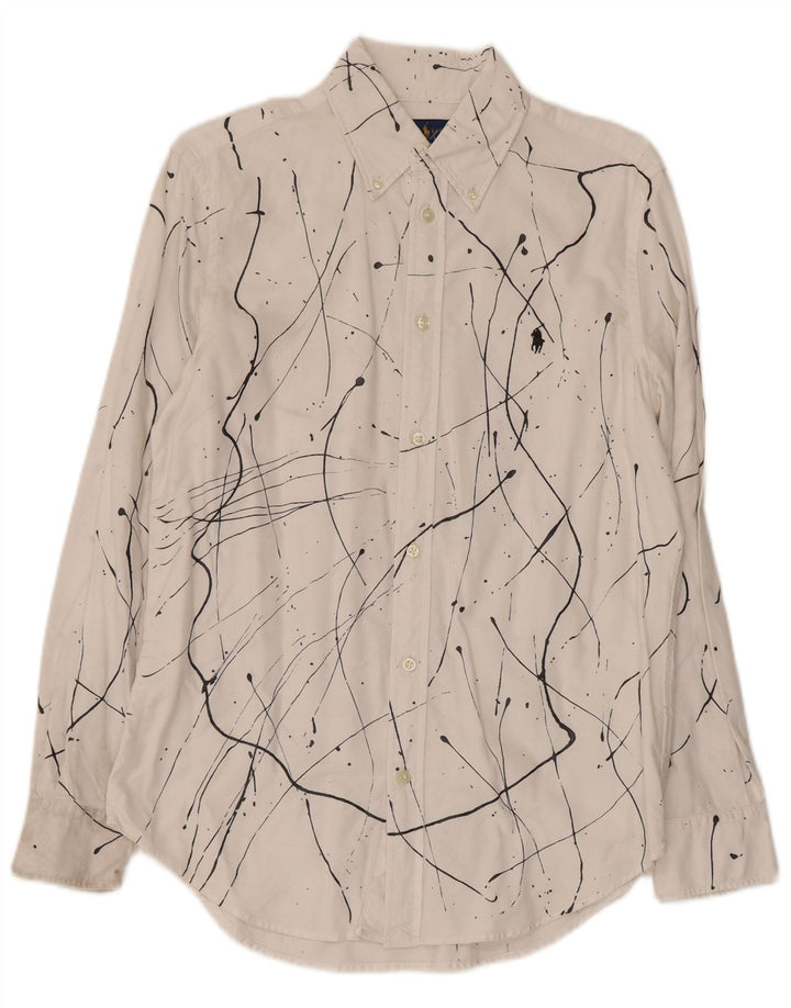 Ralph Lauren - Camisa de ajuste relajado para mujer, diseño abstracto, talla 6, color blanco mediano