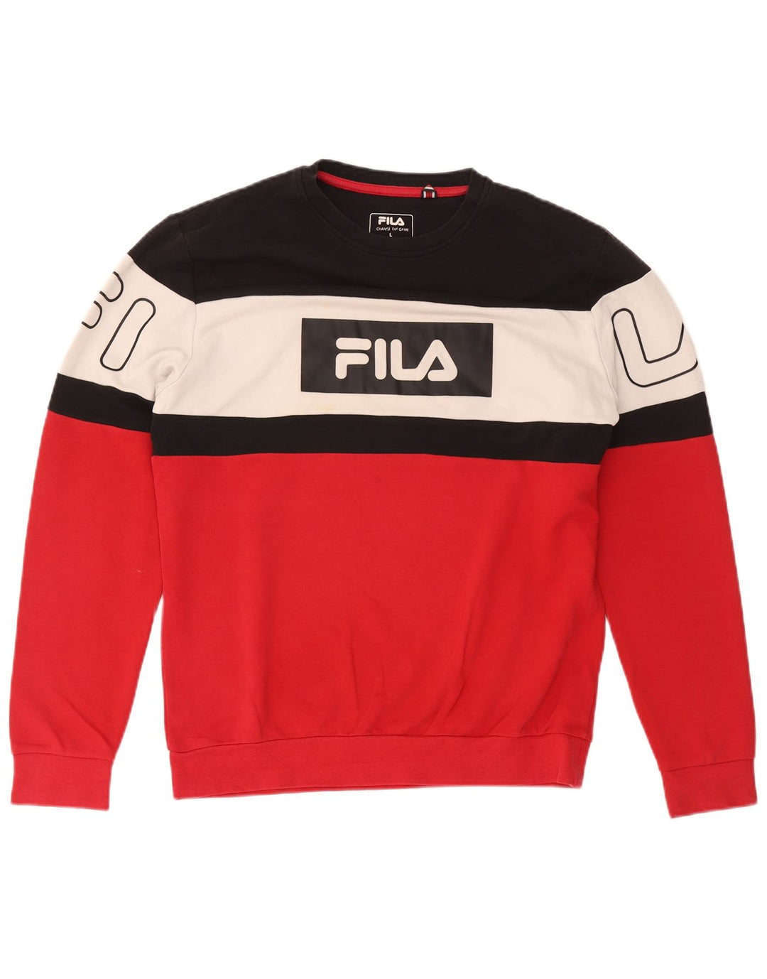 Fila Hombre Graphic Sudadera Jumper Large Rojo Colorblock Algodón