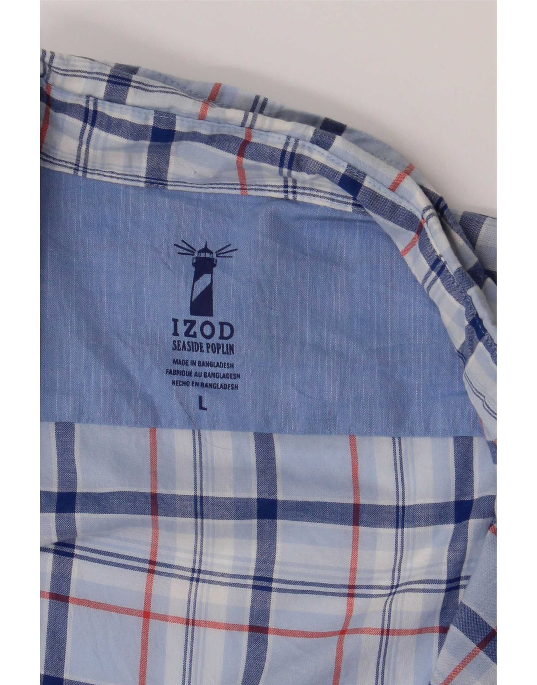 Izod Hombre Camisa De Manga Corta Large Blue Check