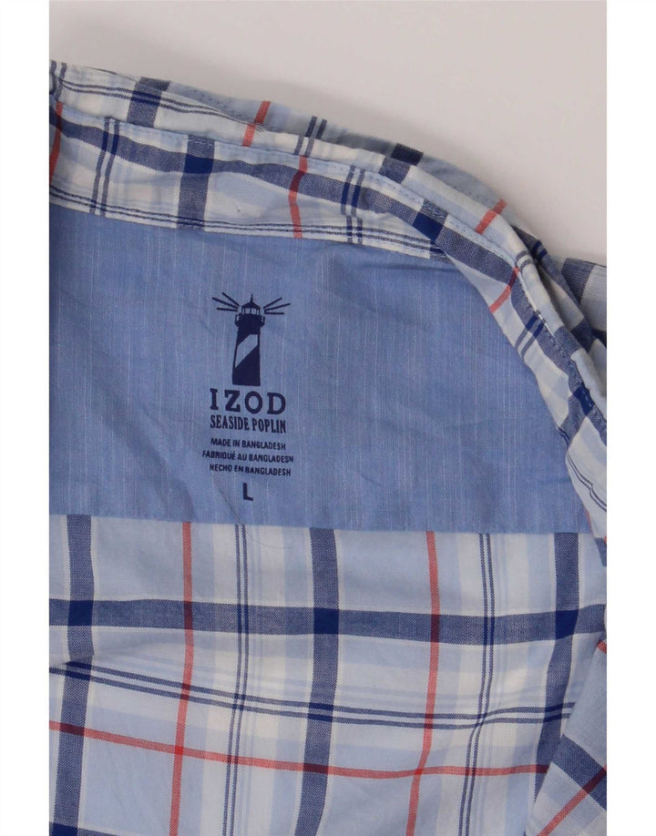 Izod Hombre Camisa De Manga Corta Large Blue Check