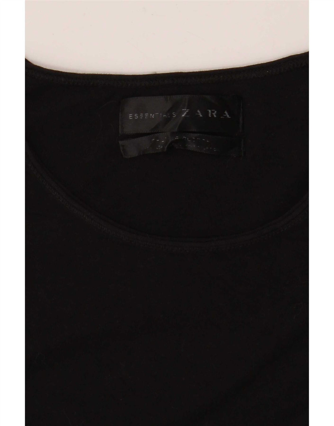 Zara Mujer Camiseta Top UK 44 Mediano Negro