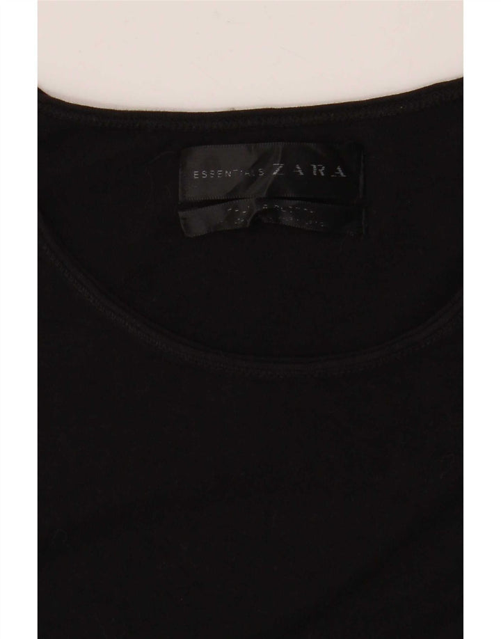 Zara Mujer Camiseta Top UK 44 Mediano Negro