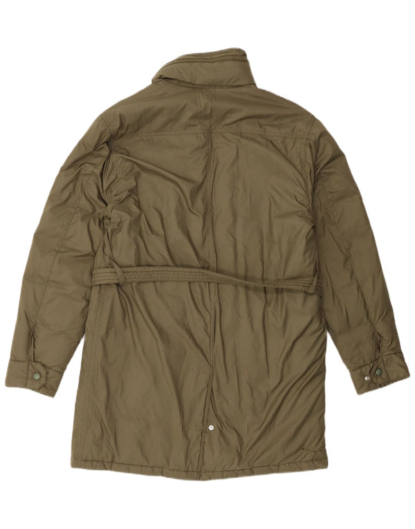 ALBERTO ASPESI Abrigo acolchado con capucha para mujer UK 44 Poliéster caqui medio