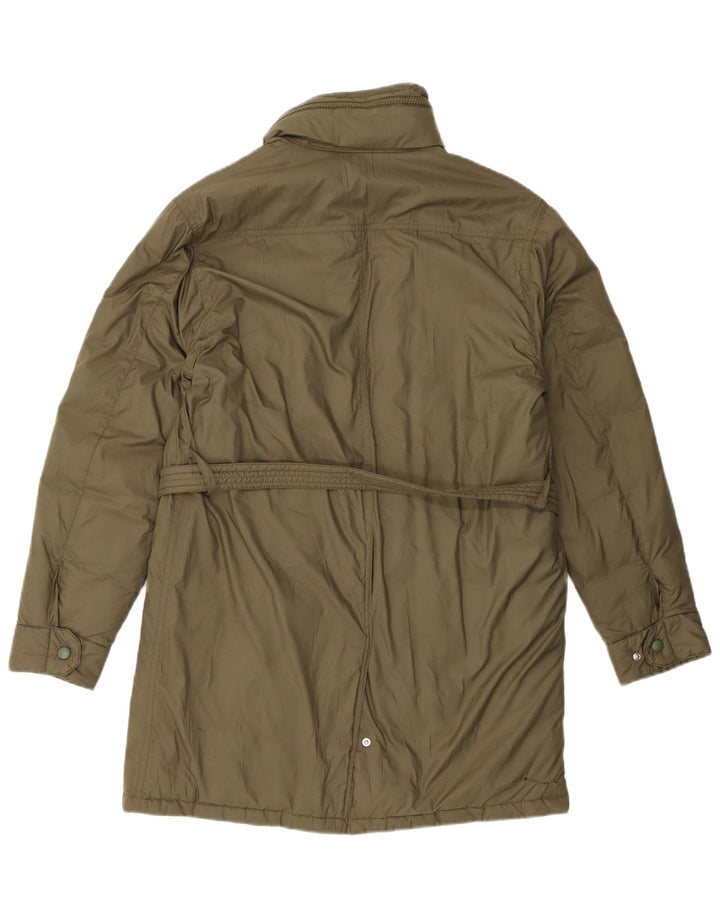 ALBERTO ASPESI Abrigo acolchado con capucha para mujer UK 44 Poliéster caqui medio