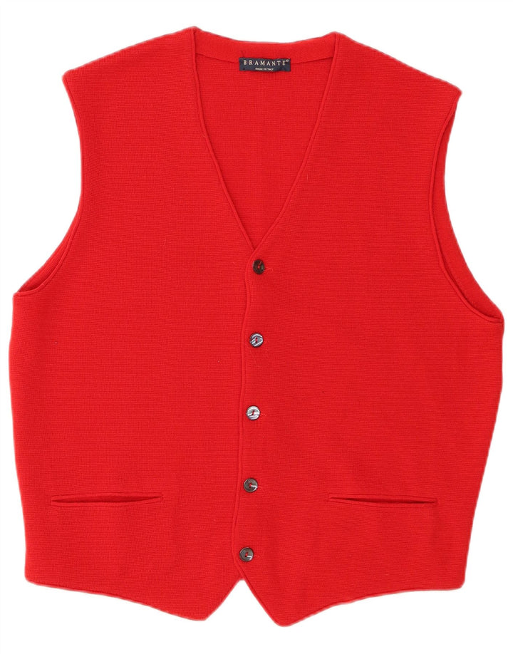 Chaleco Bramante Hombre Lana Merino Rojo Medio