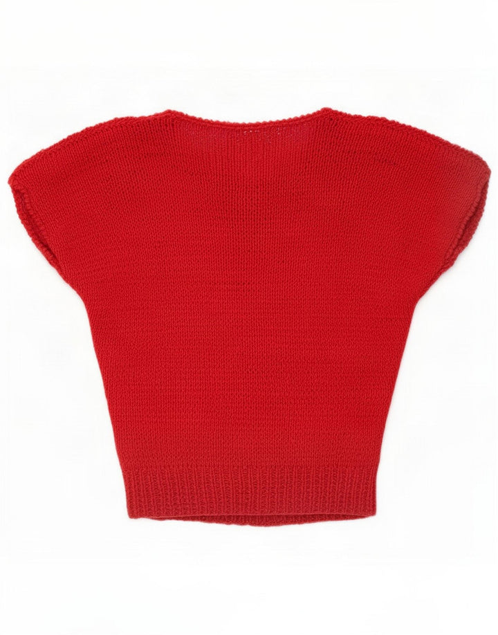 Blusa de punto estilo jersey vintage para mujer UK 44 Medium Red