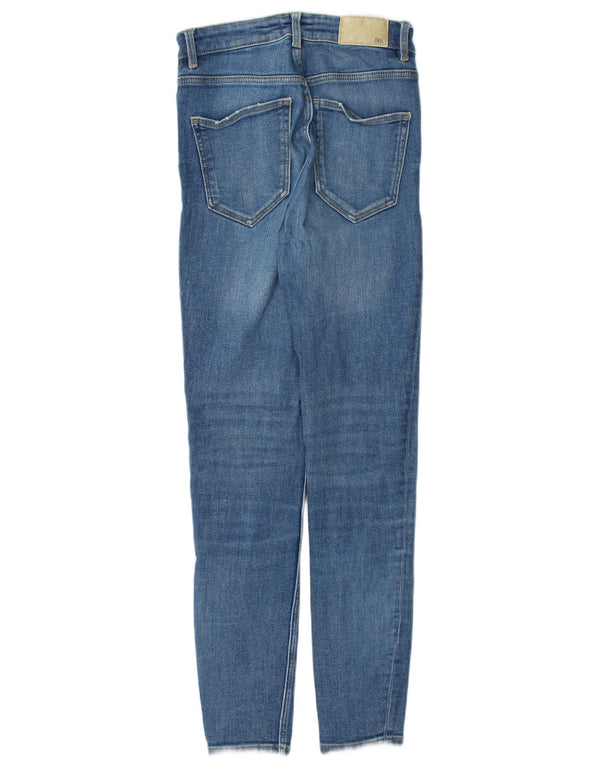 Zara Vaqueros pitillo desgastados para mujer EU 36 XS W26 L27 Azul