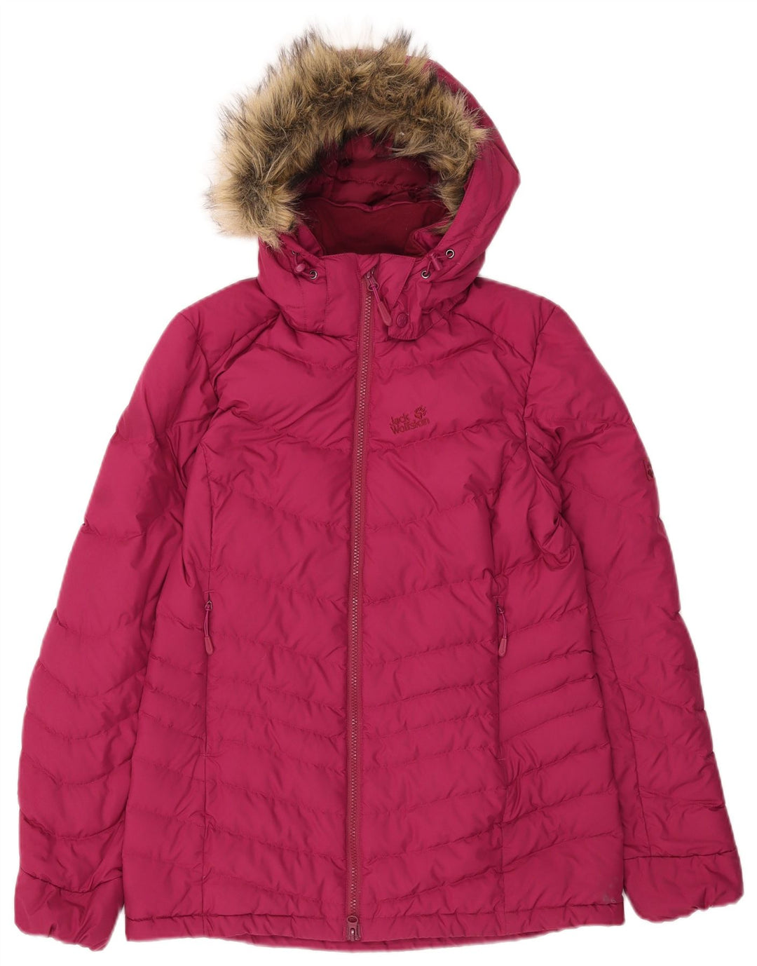 Jack Wolfskin Chaqueta acolchada con capucha para mujer UK 8/10 Small Pink Poliéster