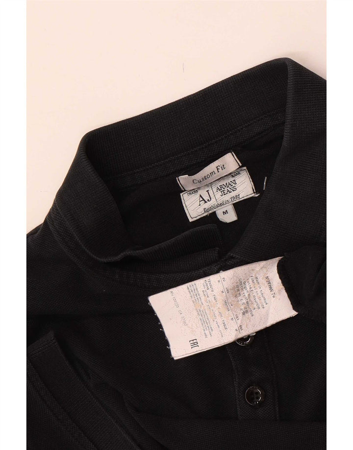 Armani Jeans Polo de ajuste personalizado para hombre, algodón negro mediano