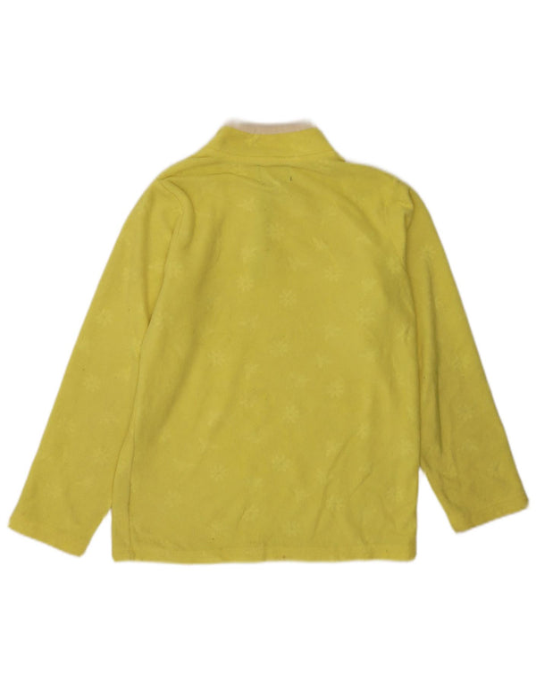 Mountain Warehouse Jersey de forro polar con cuello abotonado para niños de 12 a 13 años, color amarillo floral