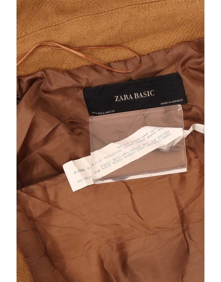 Zara Mujer Chaqueta Bomber Con Capucha UK 10 Small Marrón Poliéster