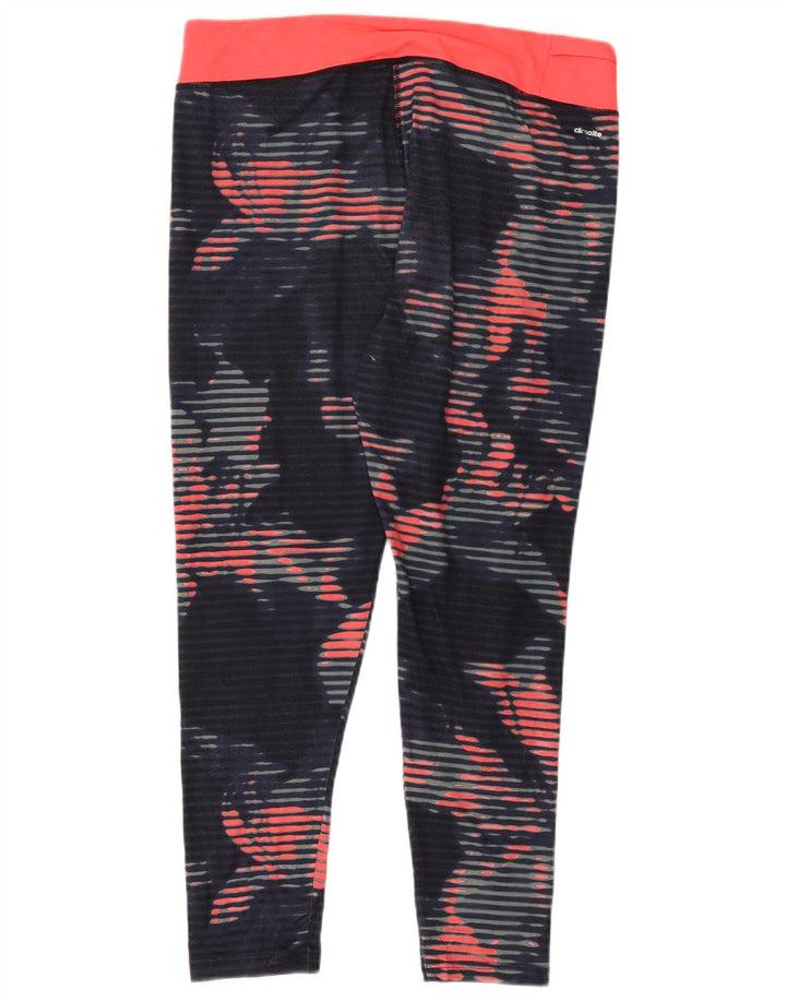 ADIDAS Leggings Climalite para mujer Reino Unido 16/18 Grande Azul Marino Floral