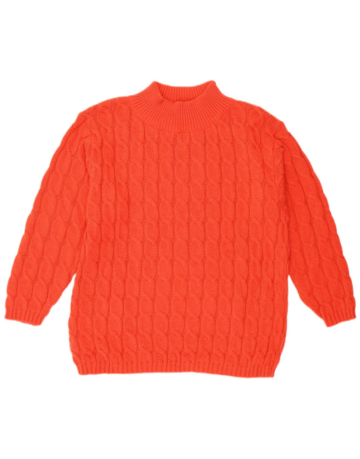 VINTAGE Mujer Cuello Tortuga Jersey Suéter Reino Unido 14 Lana Roja Mediana