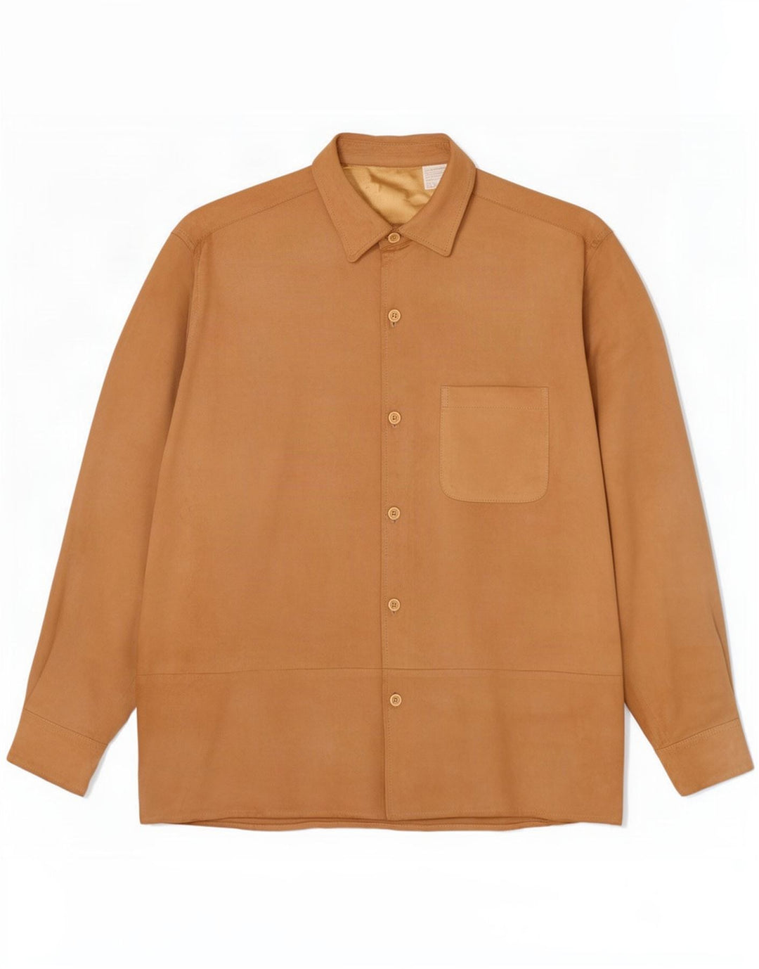 Camisa vintage de ante para hombre de cuero beige grande